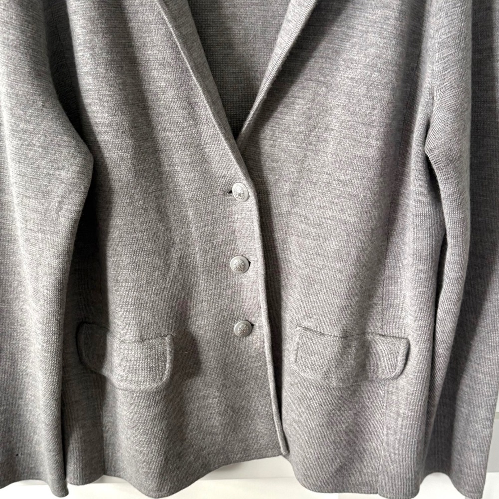 Talbots Women's Grey 100% Merino Wool Unstructured Blazer in Size XL - Picture 4 of 11